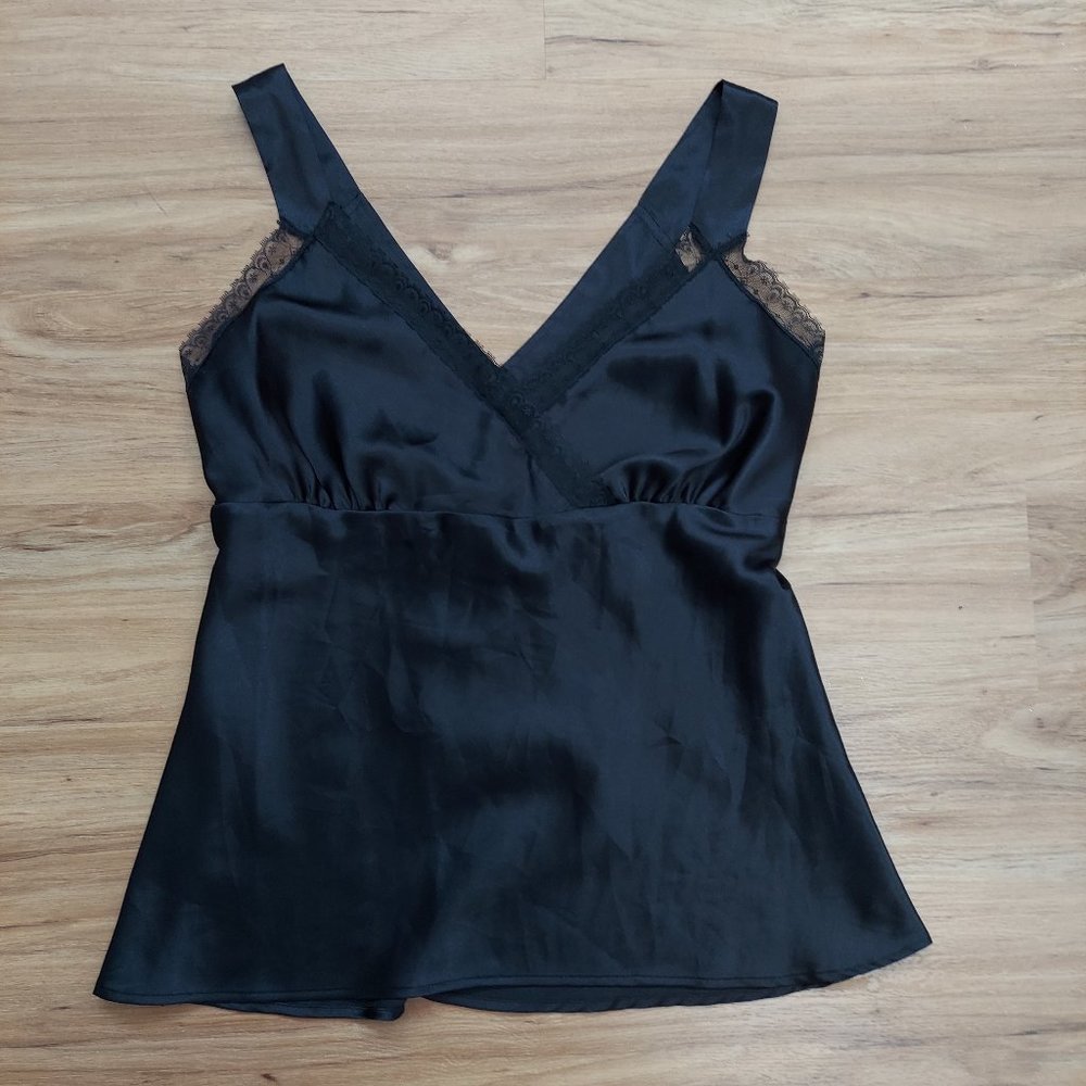 Black Apostrophe Satin Camisole